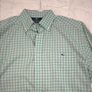 Vineyard Vines Men's Mint Checkered Shirt